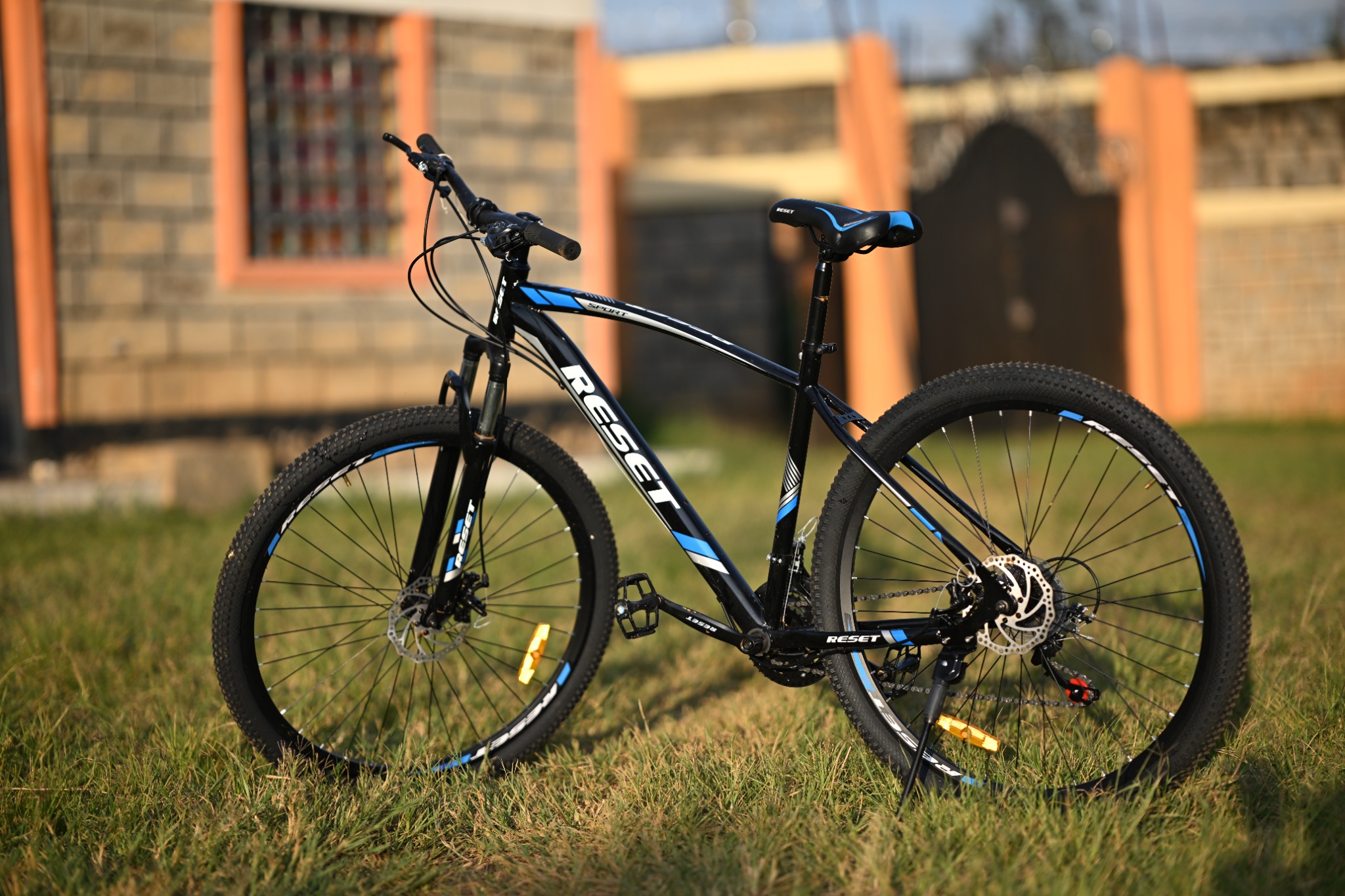 Black and blue Reset Sport mountain bike